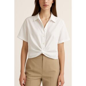 ✨MAEVE Anthropologie Short Sleeve Button Down Sz XS White Top✨